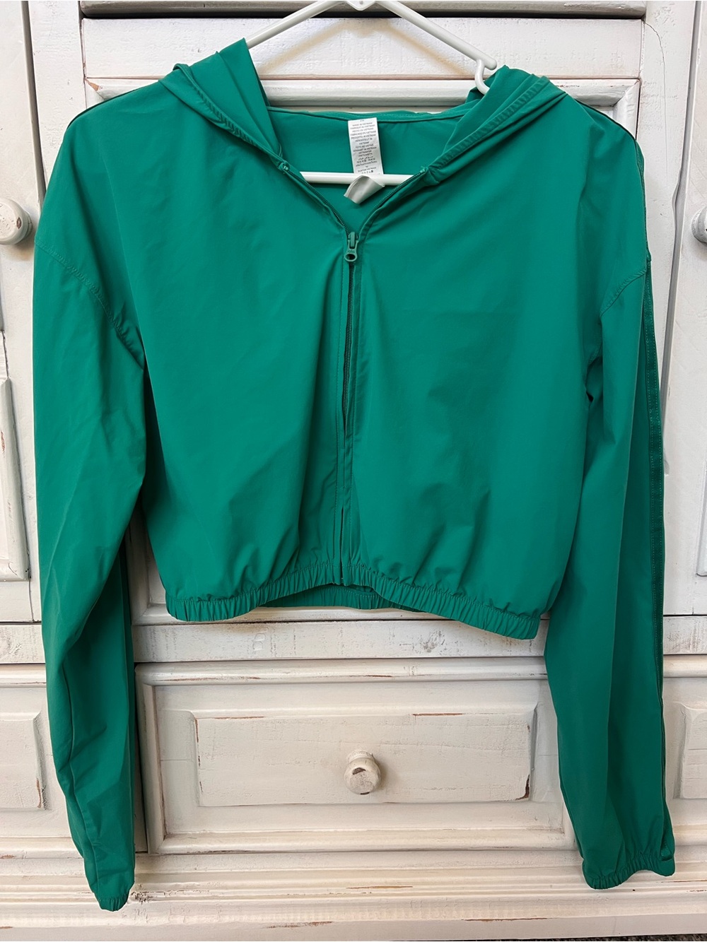 ALO Yoga Cropped Breezy Full Zip-Up Hoodie Spruce Emerald Green Like New! XS